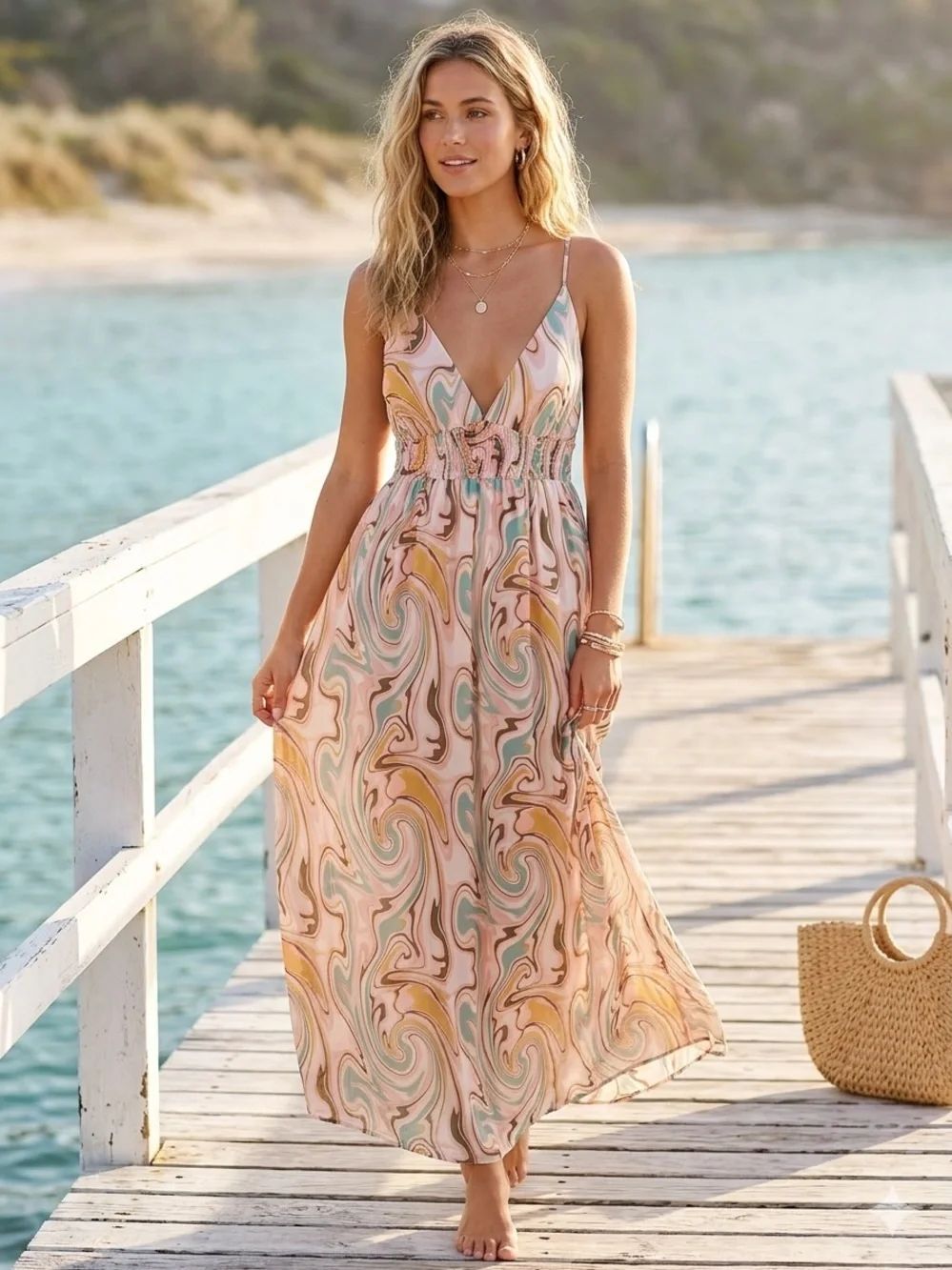 Liberty Love Pink & Teal Swirl Maxi Dress